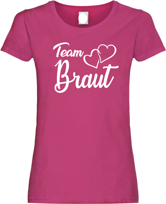 JGA T-Shirt rosa-weiß Team Braut - zum Schließen ins Bild klicken